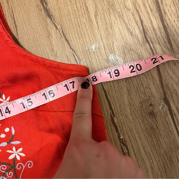 Anthropologie Embroidered Red Dress sleeveless size 6 - Picture 5 of 8
